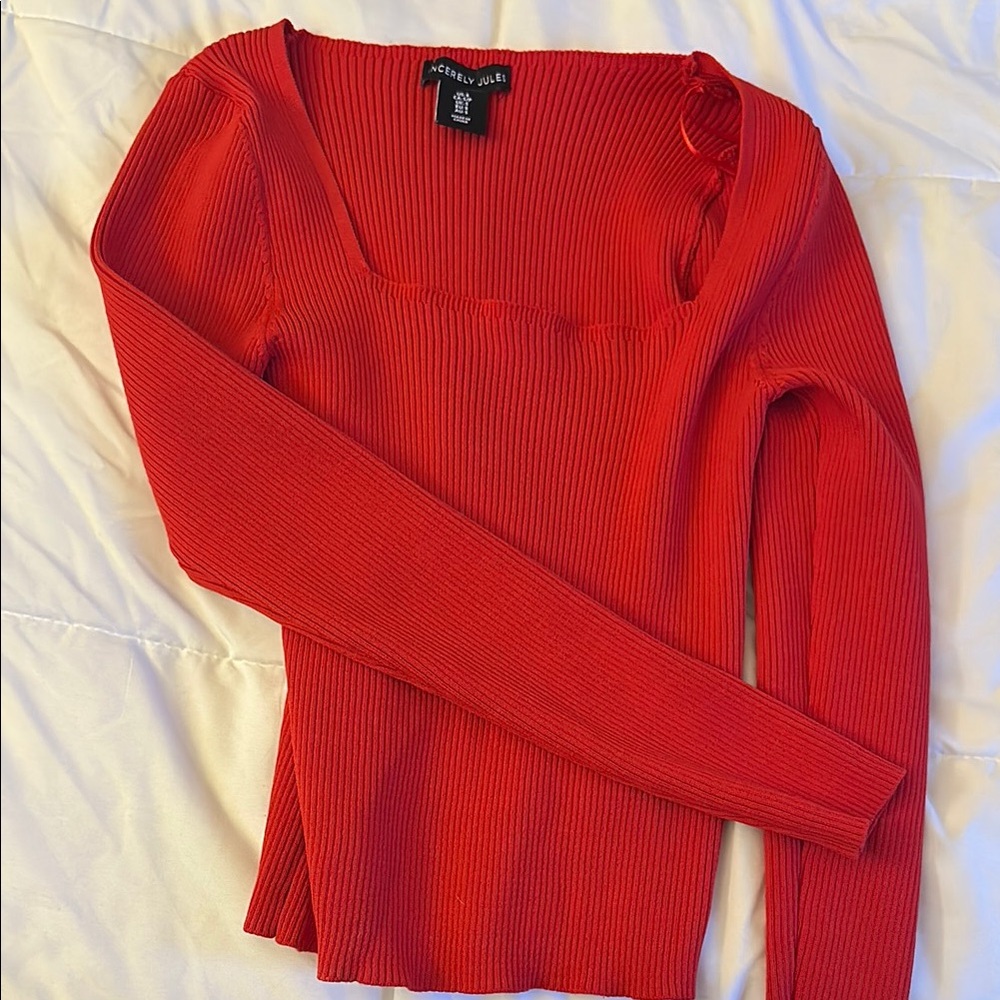 Red Long Sleeve Top
